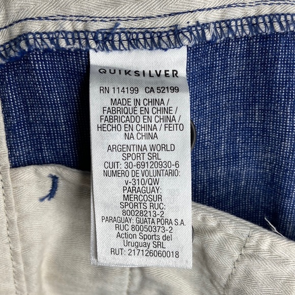 Quicksilver Waterman Collection Men’s Linen Blend Shorts Size 36 blue - Picture 8 of 8